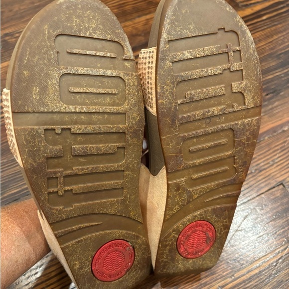 Fitflop Rhinestone Marli Slide Sandal Beige Vintage Gold Women’s Size 9 - Picture 3 of 6